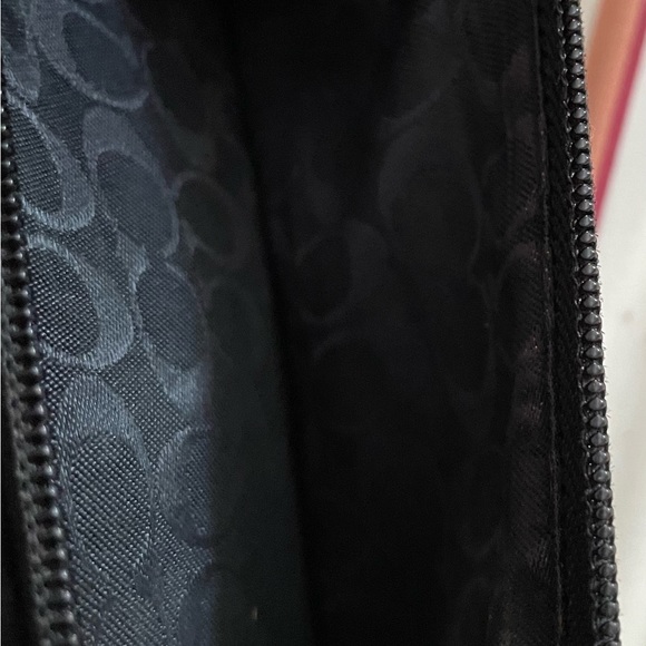 COACH Soho Black Smooth Leather Silver Buckle Trifold Wallet Tan Interior - Picture 10 of 14